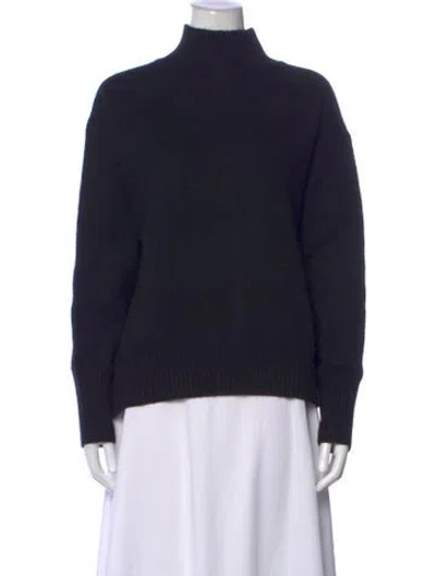 Pre-owned White + Warren Cashmere Mock Neck Sweater In Blue