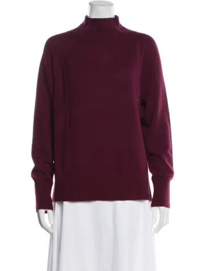 Pre-owned White + Warren Cashmere Mock Neck Sweater In Burgundy