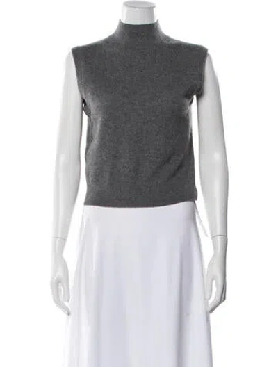 Pre-owned White + Warren Cashmere Mock Neck Sweater In Gray