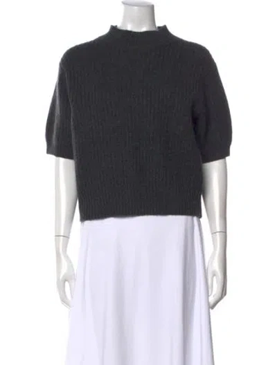 Pre-owned White + Warren Cashmere Mock Neck Sweater In Gray