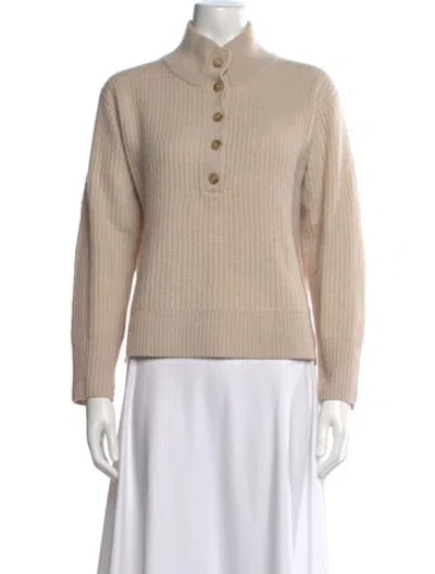 Pre-owned White + Warren Cashmere Mock Neck Sweater In Neutral