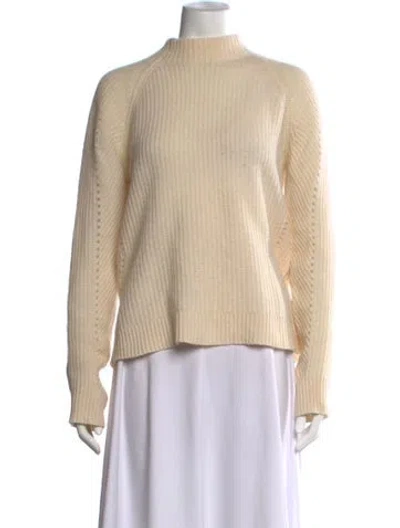 Pre-owned White + Warren Cashmere Mock Neck Sweater In Neutrals