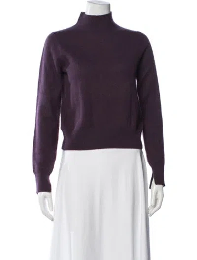 Pre-owned White + Warren Cashmere Mock Neck Sweater In Purple