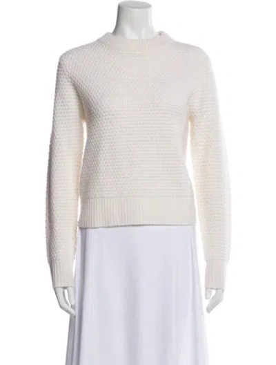 Pre-owned White + Warren Cashmere Mock Neck Sweater In White