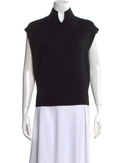 Pre-owned White + Warren Cashmere Mock Neck Top W/ Tags In Black