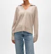 White + Warren Cashmere Open Collar Polo In Sandwisp