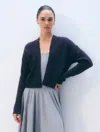 White + Warren Cashmere Open Front Cardigan Sweater In Deep Navy Blue In Blue