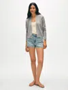White + Warren Cashmere Open Front Cardigan Sweater In Grey Heather