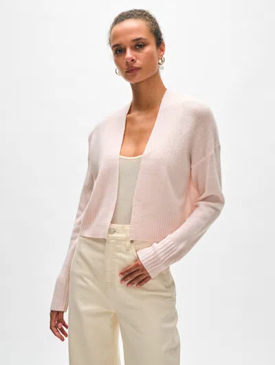 White + Warren Cashmere Open Front Cardigan Sweater In Pink Sand