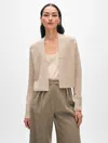 White + Warren Cashmere Open Front Cardigan Sweater In Sand Wisp Heather In Sand Wisp Heather
