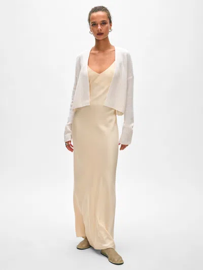 White + Warren Cashmere Open Front Cardigan Sweater In Soft White