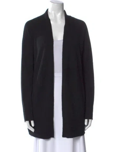 Pre-owned White + Warren Cashmere Open Front Sweater In Black