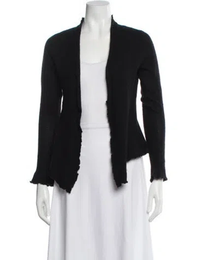 Pre-owned White + Warren Cashmere Open Front Sweater In Black