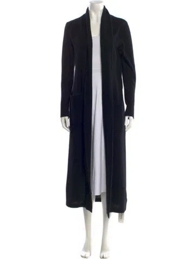 Pre-owned White + Warren Cashmere Open Front Sweater In Black