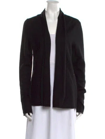 Pre-owned White + Warren Cashmere Open Front Sweater In Black