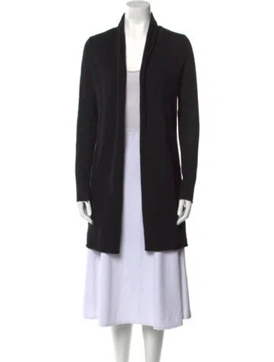 Pre-owned White + Warren Cashmere Open Front Sweater In Black