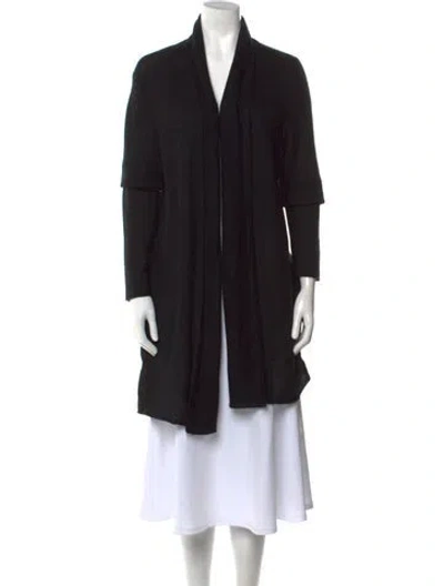 Pre-owned White + Warren Cashmere Open Front Sweater In Black