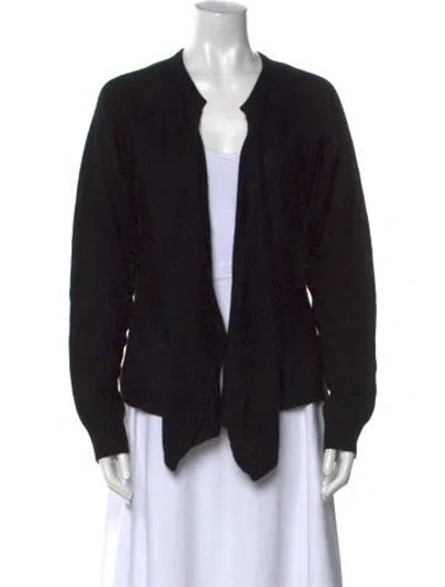 Pre-owned White + Warren Cashmere Open Front Sweater In Black