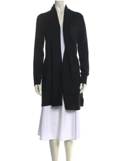 Pre-owned White + Warren Cashmere Open Front Sweater In Black