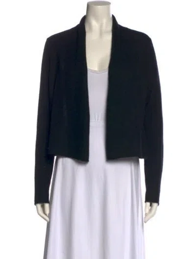 Pre-owned White + Warren Cashmere Open Front Sweater In Black