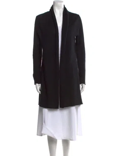 Pre-owned White + Warren Cashmere Open Front Sweater In Black