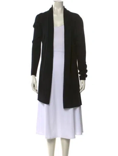 Pre-owned White + Warren Cashmere Open Front Sweater In Black