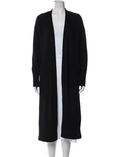 Pre-owned White + Warren Cashmere Open Front Sweater In Black