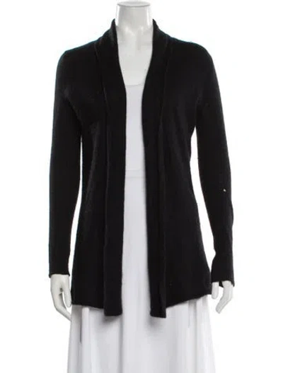 Pre-owned White + Warren Cashmere Open Front Sweater In Black