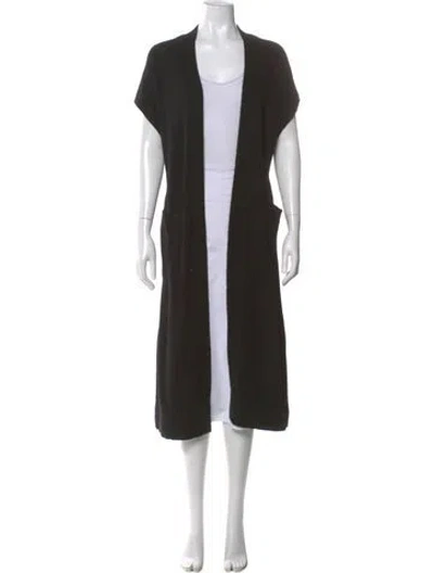 Pre-owned White + Warren Cashmere Open Front Sweater In Black