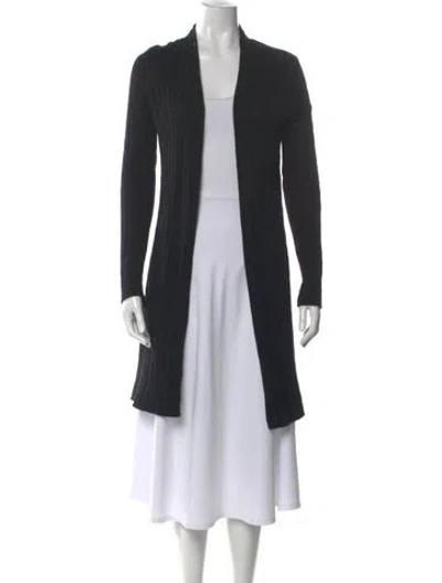 Pre-owned White + Warren Cashmere Open Front Sweater In Black