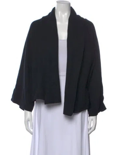Pre-owned White + Warren Cashmere Open Front Sweater In Black