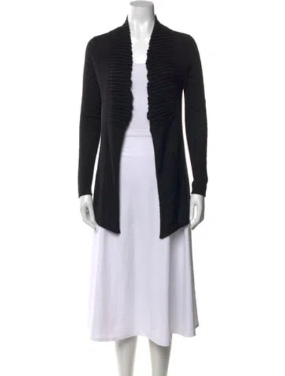 Pre-owned White + Warren Cashmere Open Front Sweater In Black