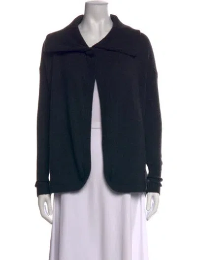 Pre-owned White + Warren Cashmere Open Front Sweater In Black