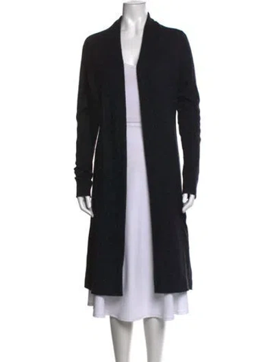 Pre-owned White + Warren Cashmere Open Front Sweater In Black