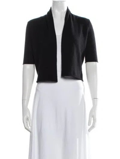 Pre-owned White + Warren Cashmere Open Front Sweater In Black