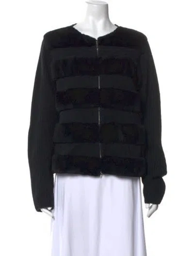 Pre-owned White + Warren Cashmere Open Front Sweater In Black
