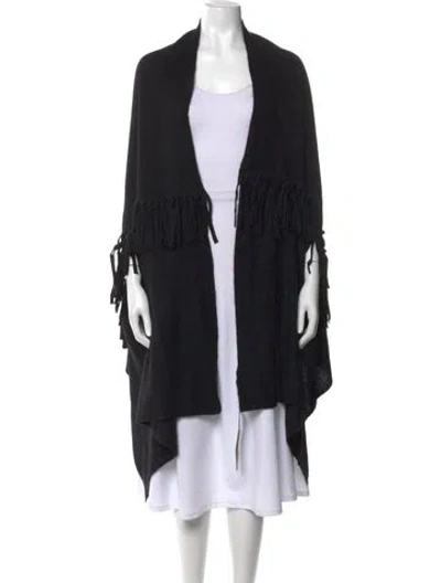 Pre-owned White + Warren Cashmere Open Front Sweater In Black