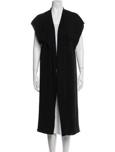 Pre-owned White + Warren Cashmere Open Front Sweater In Black