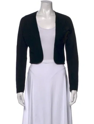 Pre-owned White + Warren Cashmere Open Front Sweater In Black