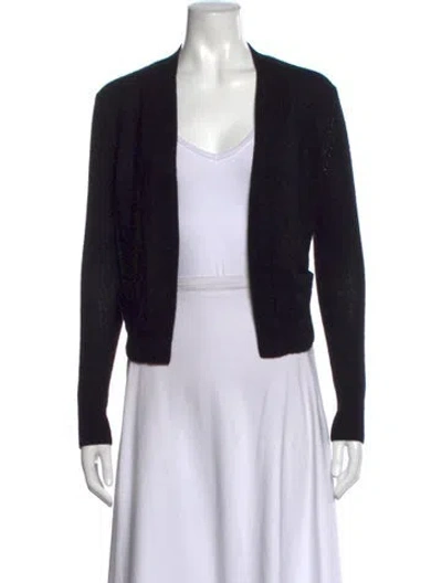 Pre-owned White + Warren Cashmere Open Front Sweater In Black