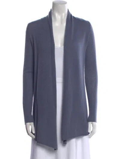 Pre-owned White + Warren Cashmere Open Front Sweater In Blue