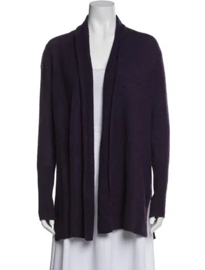 Pre-owned White + Warren Cashmere Open Front Sweater In Blue