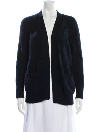 Pre-owned White + Warren Cashmere Open Front Sweater In Blue