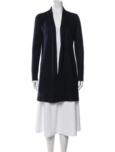 Pre-owned White + Warren Cashmere Open Front Sweater In Blue