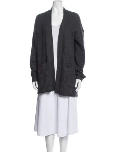 Pre-owned White + Warren Cashmere Open Front Sweater In Blue