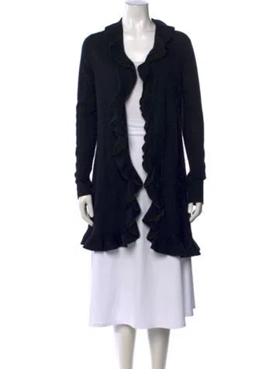 Pre-owned White + Warren Cashmere Open Front Sweater In Blue