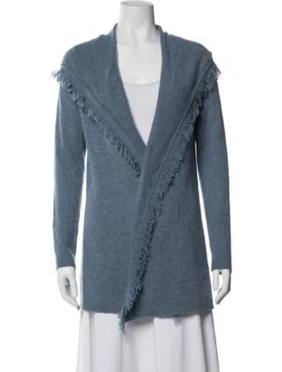 Pre-owned White + Warren Cashmere Open Front Sweater In Blue