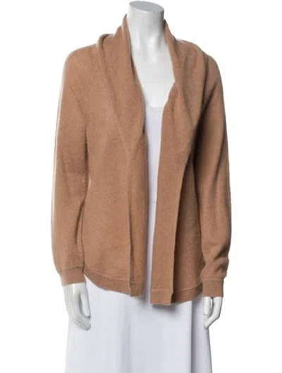 Pre-owned White + Warren Cashmere Open Front Sweater In Brown