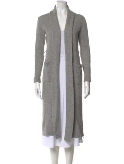 Pre-owned White + Warren Cashmere Open Front Sweater In Gray