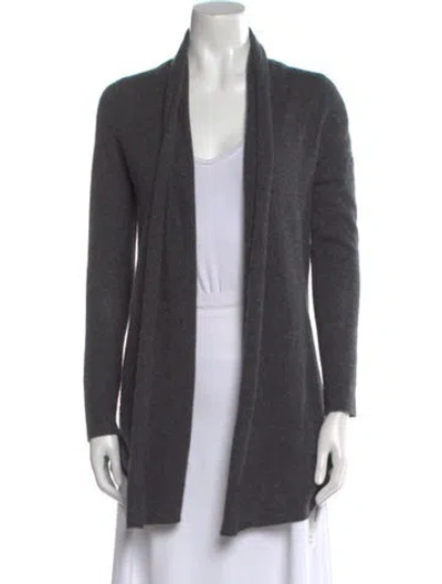 Pre-owned White + Warren Cashmere Open Front Sweater In Gray